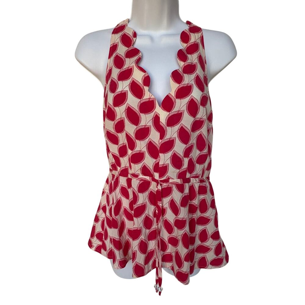 Tracy Reese Peplum Silk Blend Blouse with Scalloped Neckline size 8 - Has Flaws